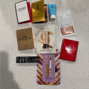 NARS Cruella lip pencil with Assorted Beauty Samples